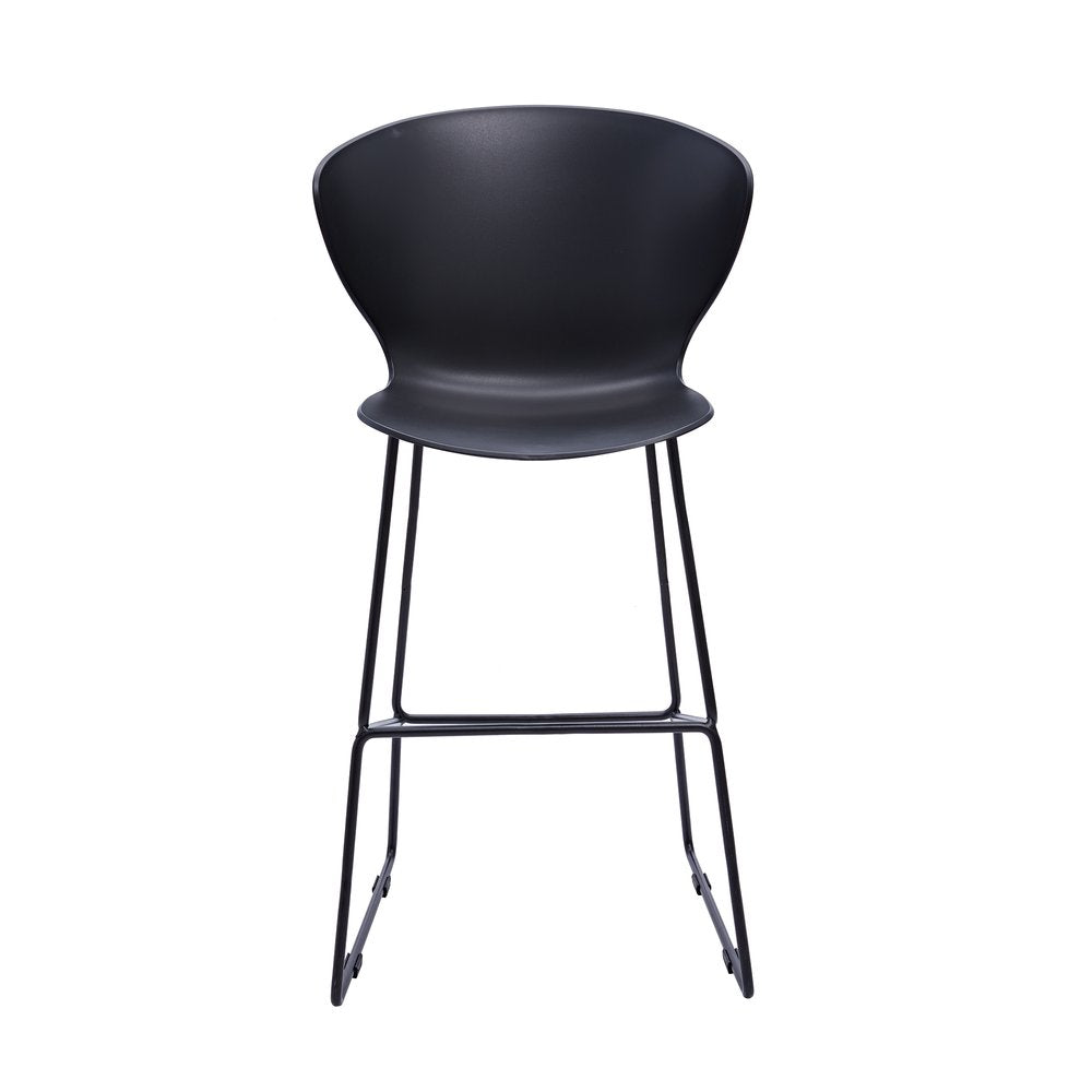 Set of Two 26" Black Heavy Duty Plastic And Metal Low Back Counter Height Bar Chairs