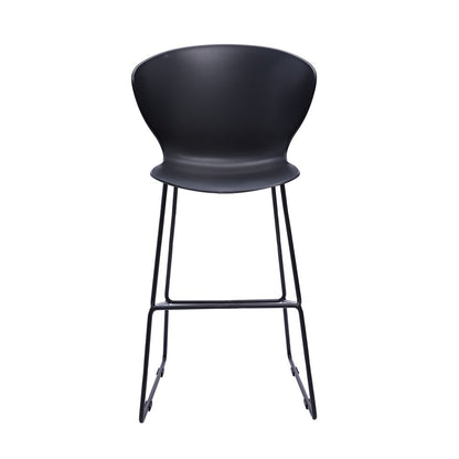 Set of Two 26" Black Heavy Duty Plastic And Metal Low Back Counter Height Bar Chairs