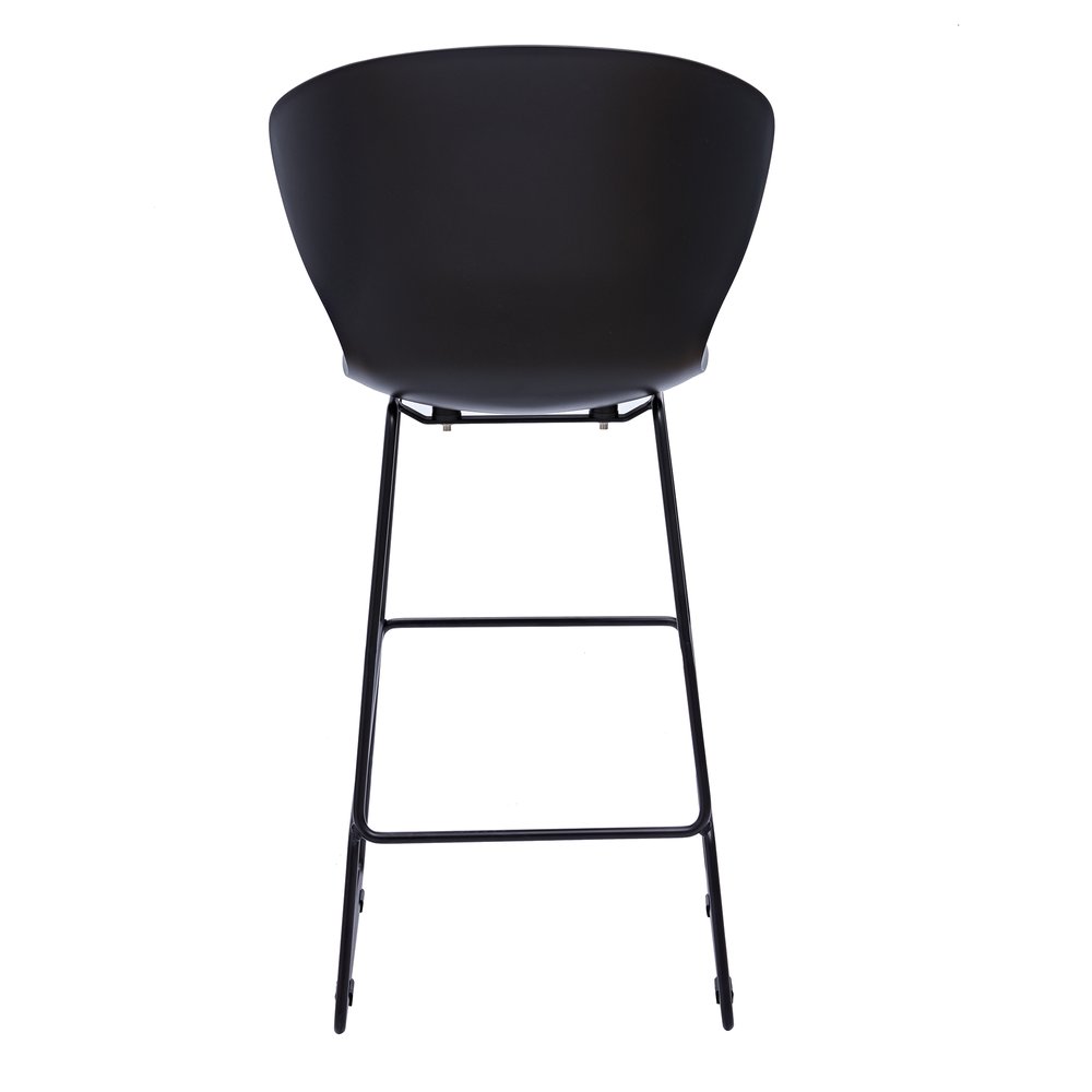 Set of Two 26" Black Heavy Duty Plastic And Metal Low Back Counter Height Bar Chairs