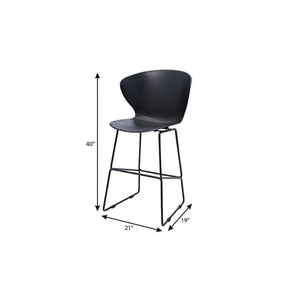 Set of Two 26" Black Heavy Duty Plastic And Metal Low Back Counter Height Bar Chairs