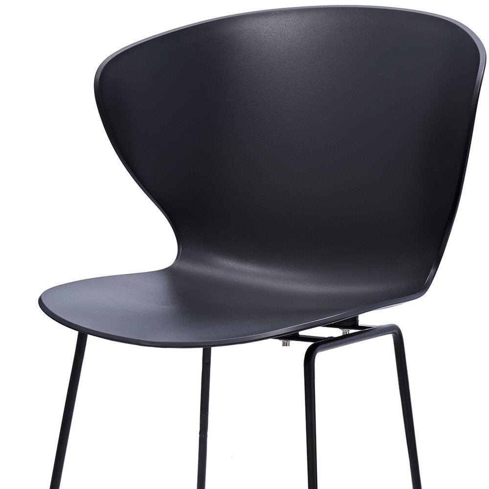Set of Two 26" Black Heavy Duty Plastic And Metal Low Back Counter Height Bar Chairs