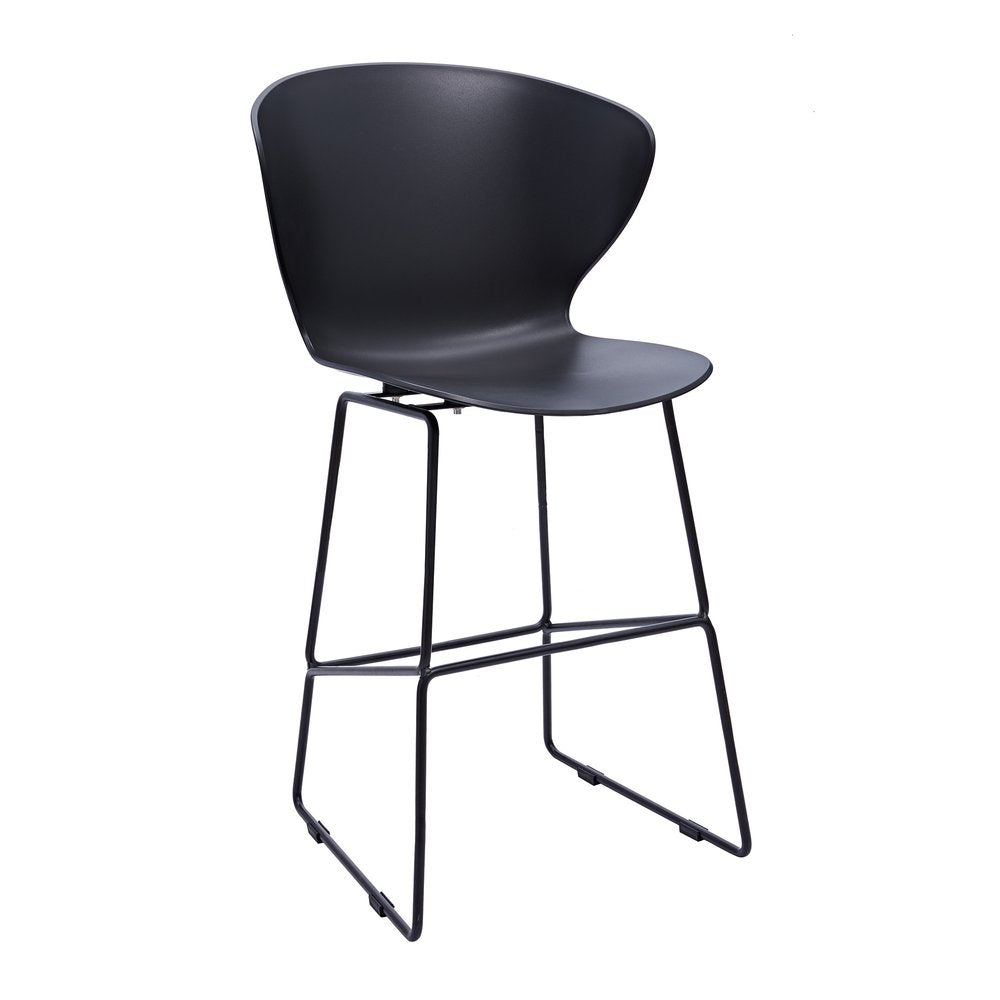 Set of Two 30" Black Heavy Duty Plastic And Metal Low Back Bar Height Bar Chairs
