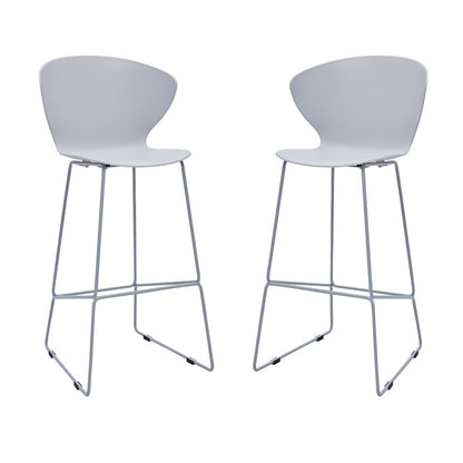 Set of Two 30" Gray Heavy Duty Plastic And Metal Low Back Bar Height Bar Chairs