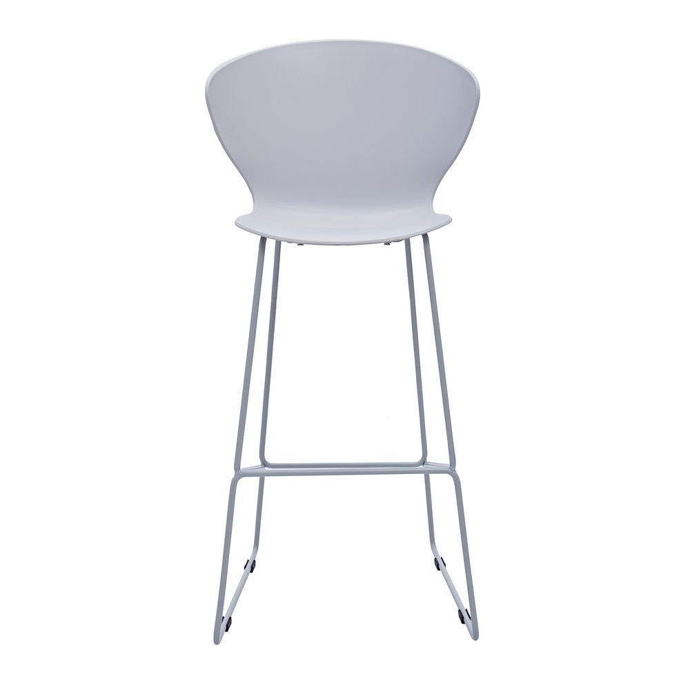 Set of Two 30" Gray Heavy Duty Plastic And Metal Low Back Bar Height Bar Chairs