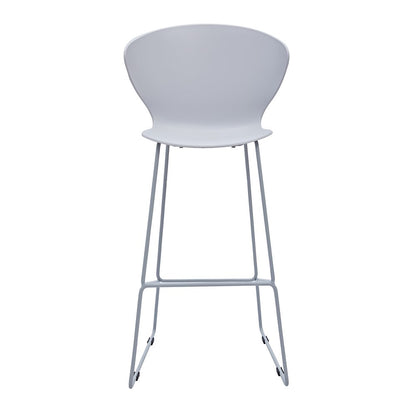 Set of Two 30" Gray Heavy Duty Plastic And Metal Low Back Bar Height Bar Chairs