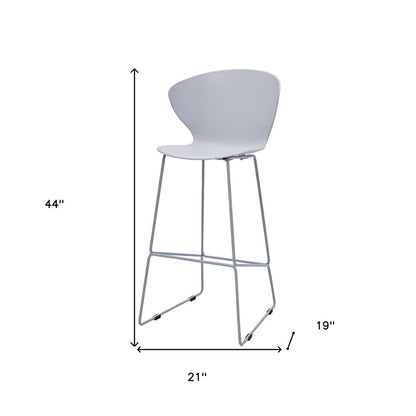 Set of Two 30" Gray Heavy Duty Plastic And Metal Low Back Bar Height Bar Chairs