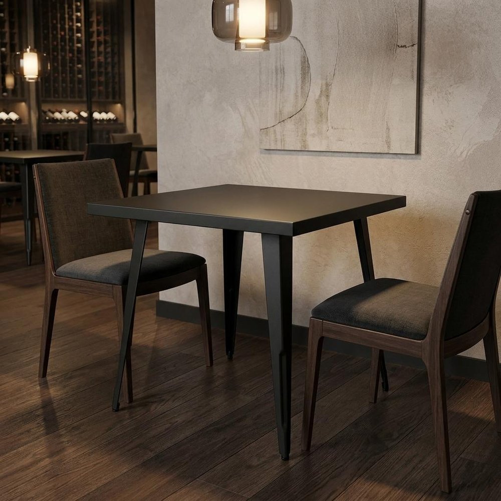 32" Gray Steel and Metal Square Dining Table
