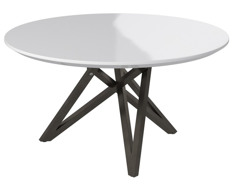 47" White and Gray Wood and Stainless Steel Cross Leg Base Round Top Dining Table