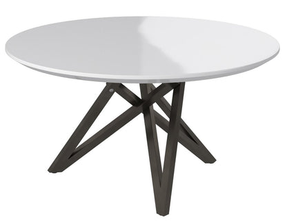 47" White and Gray Wood and Stainless Steel Cross Leg Base Round Top Dining Table