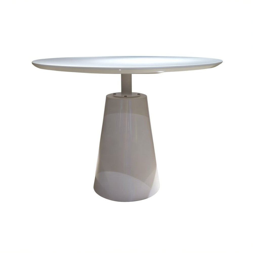36" White Wood and Metal Pedestal Base Round Top Dining Table