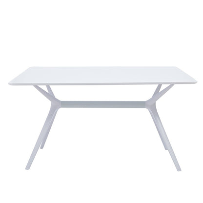 47" White Wood and Heavy Duty Plastic Trestle Base Dining Table