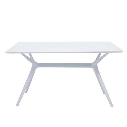 47" White Wood and Heavy Duty Plastic Trestle Base Dining Table