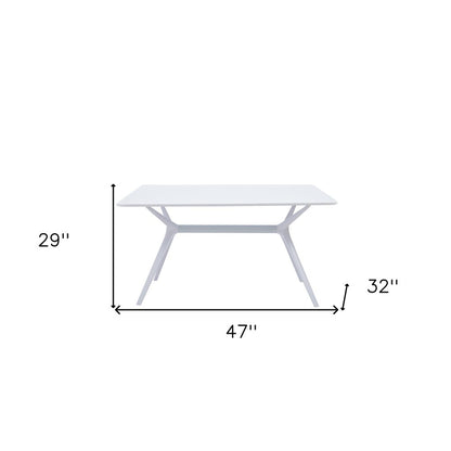 47" White Wood and Heavy Duty Plastic Trestle Base Dining Table