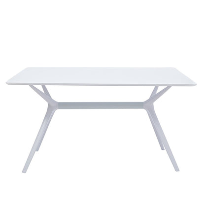47" White Wood and Heavy Duty Plastic Trestle Base Dining Table