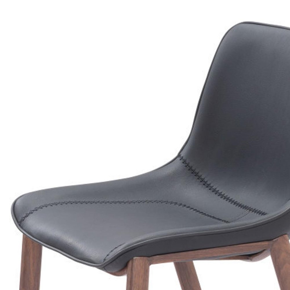 Set of Two 30" Black And Brown Faux Leather And Fabric And Steel Bar Height Bar Chairs