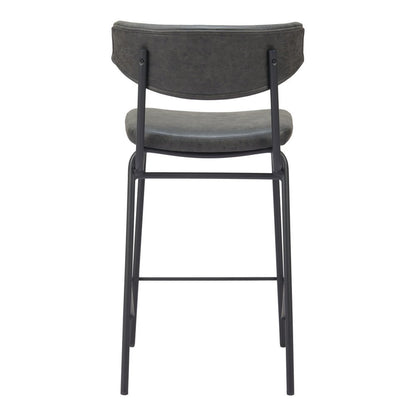 Set of Two 30" Black Faux Leather And Steel Low Back Bar Height Bar Chairs