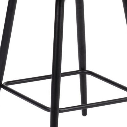 26" Brown And Black Faux Leather And Fabric And Steel Counter Height Swivel Bar Chair