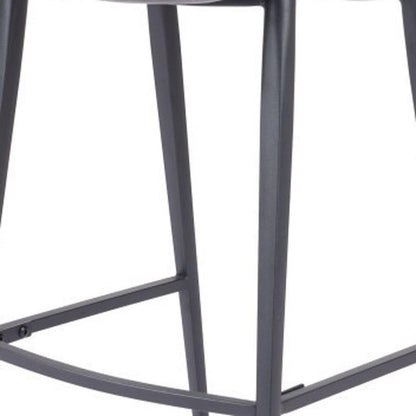 30" Gray And Black Faux Leather And Fabric And Steel Low Back Bar Height Bar Chair