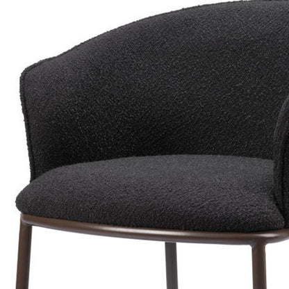 26" Black And Bronze Shearling And Fabric And Steel Counter Height Bar Chair