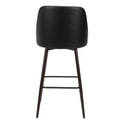 30" Black And Bronze Faux Leather And Fabric And Steel Bar Height Swivel Bar Chair