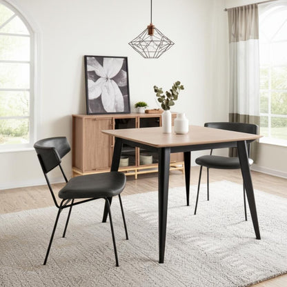 Set of Two Gray and Black Upholstered Faux Leather Open Back Dining Side Chairs