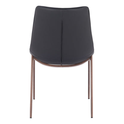 Set of Two Black and Brown Upholstered Faux Leather Dining Side Chairs