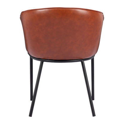 Brown and Black Upholstered Faux Leather Dining Arm Chair