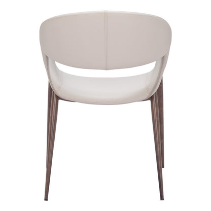 Set of Two Beige and Brown Upholstered Faux Leather Open Back Dining Arm Chairs