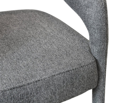 Set of Two Dark Gray Upholstered Linen Open Back Dining Side Chairs