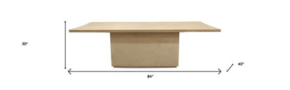 84" Natural Solid Wood Pedestal Base Dining Table