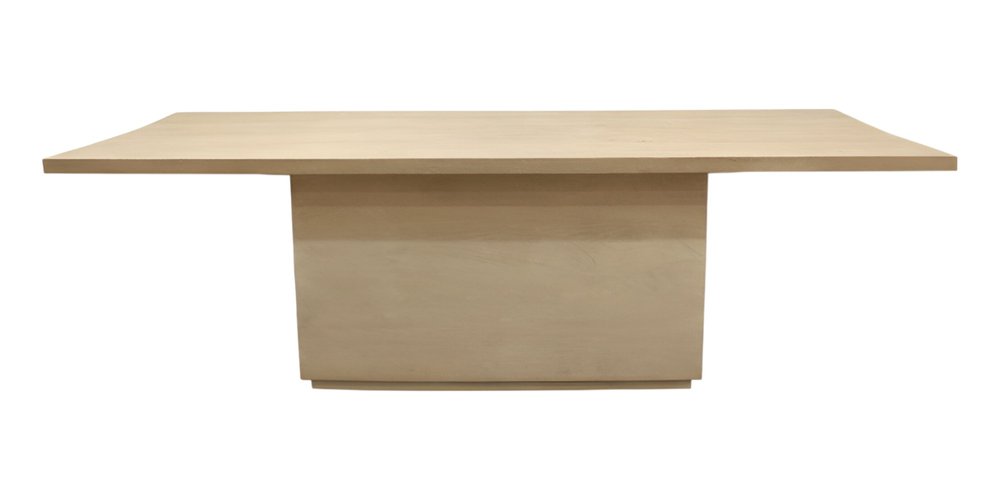 96" Natural and Brown Solid Wood Pedestal Base Dining Table