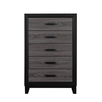 32" Black And Gray Wood Five Drawer Dresser