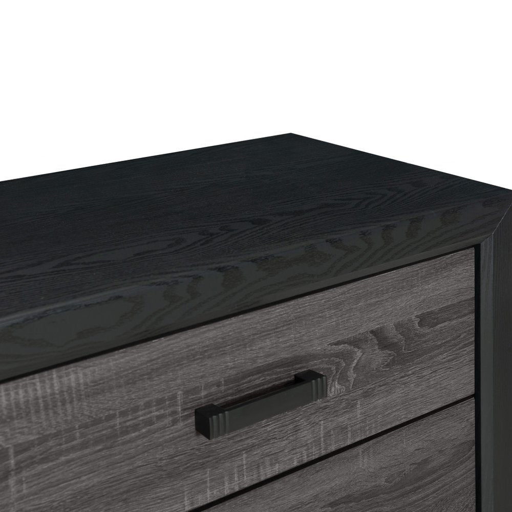 32" Black And Gray Wood Five Drawer Dresser