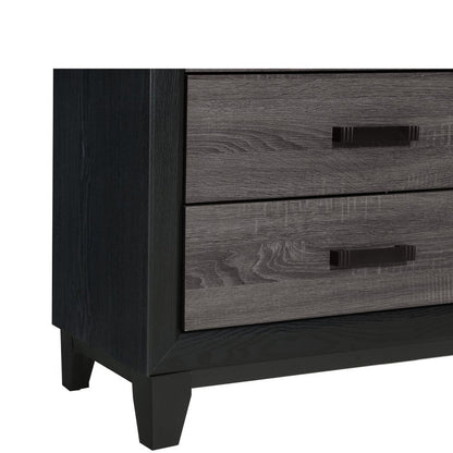 32" Black And Gray Wood Five Drawer Dresser