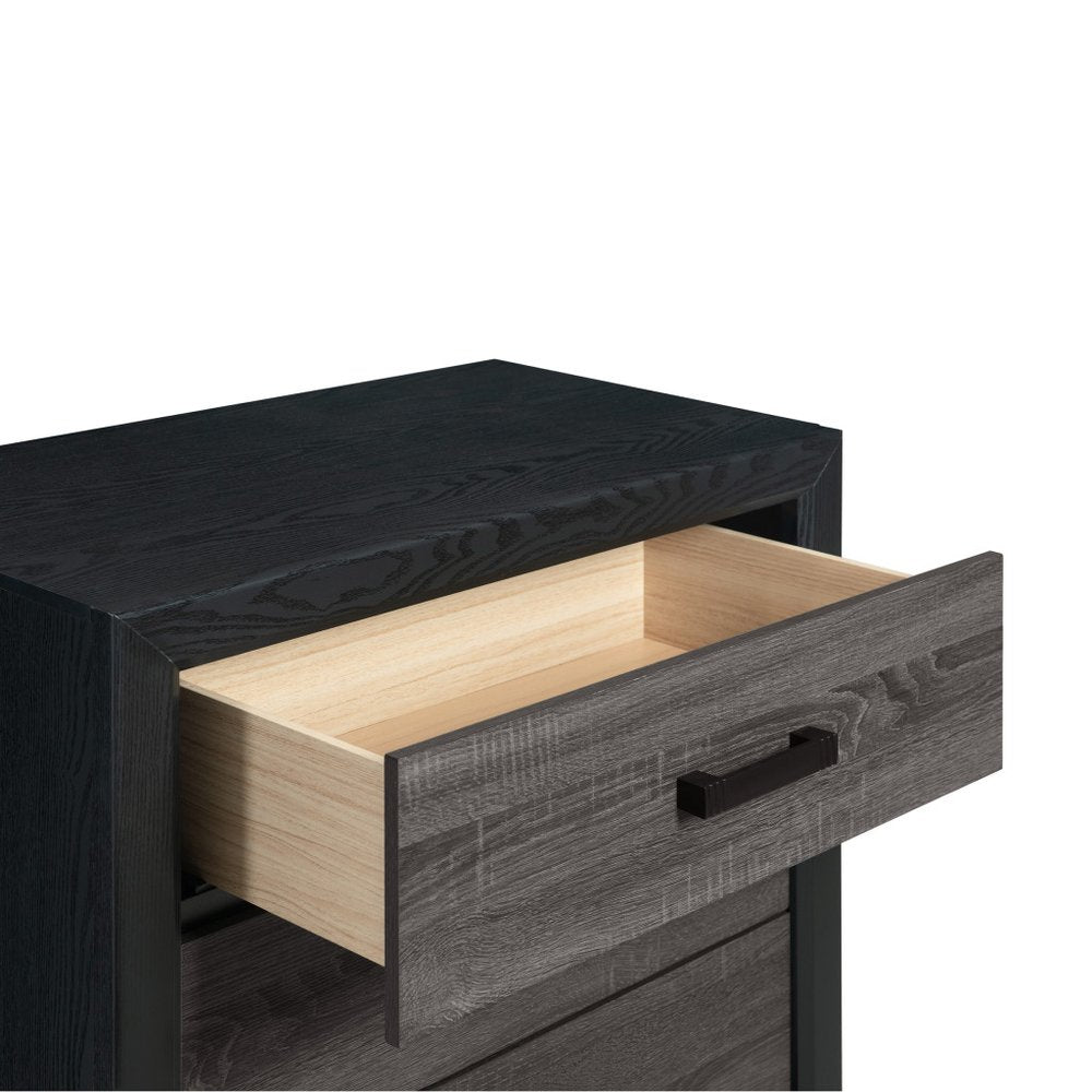 32" Black And Gray Wood Five Drawer Dresser