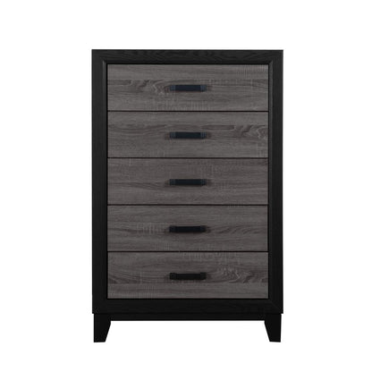 32" Black And Gray Wood Five Drawer Dresser