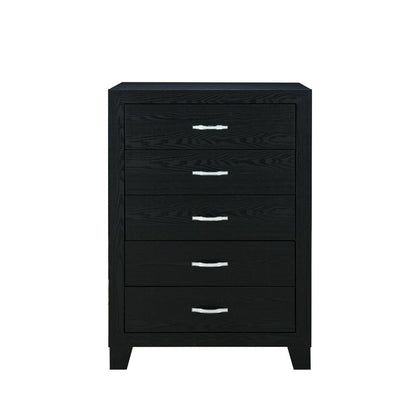 32" Black Wood Five Drawer Dresser