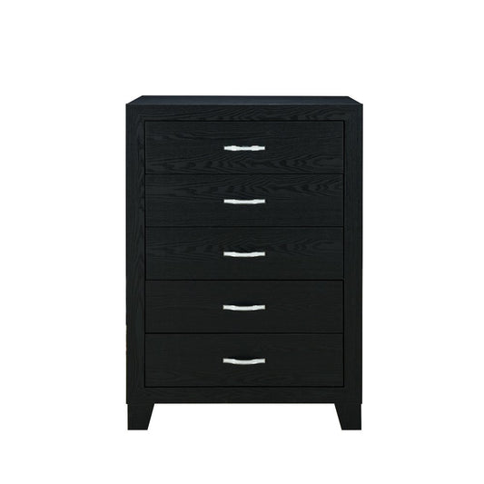 32" Black Wood Five Drawer Dresser