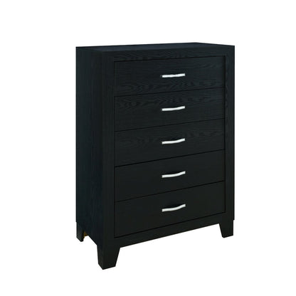 32" Black Wood Five Drawer Dresser
