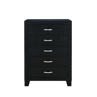 32" Black Wood Five Drawer Dresser