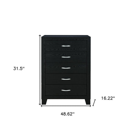 32" Black Wood Five Drawer Dresser