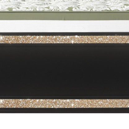 Black And Gold Faux Crystal Bling Wood And Upholstery Lighted Full Bed Frame