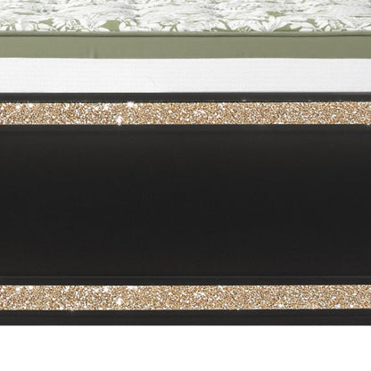 Black And Gold Faux Crystal Bling Wood And Upholstery Lighted Full Bed Frame