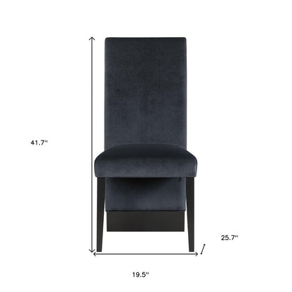 Set of Two Black Upholstered Velvet Dining Side Chairs