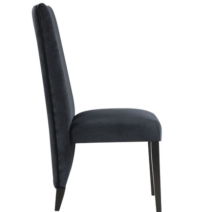 Set of Two Black Upholstered Velvet Dining Side Chairs
