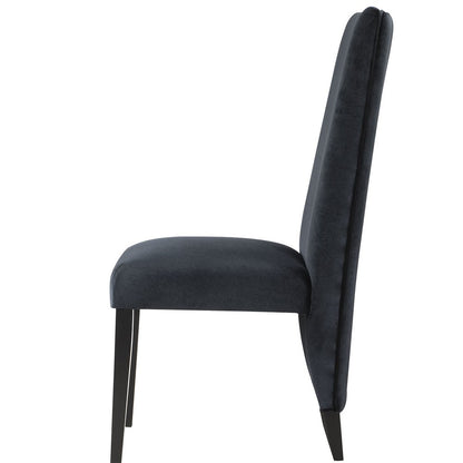 Set of Two Black Upholstered Velvet Dining Side Chairs