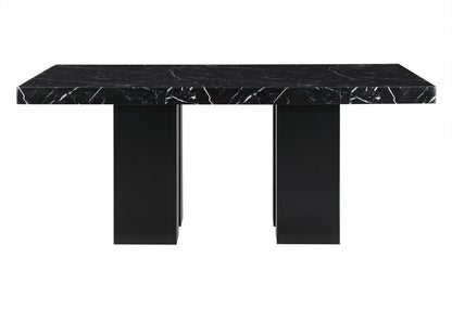 70" Black Faux Marble and Wood Double Pedestal Base Dining Table