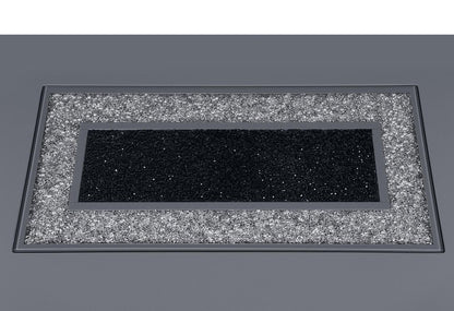 79" Dark Gray Faux Crystals Glass and Wood Pedestal Base Dining Table