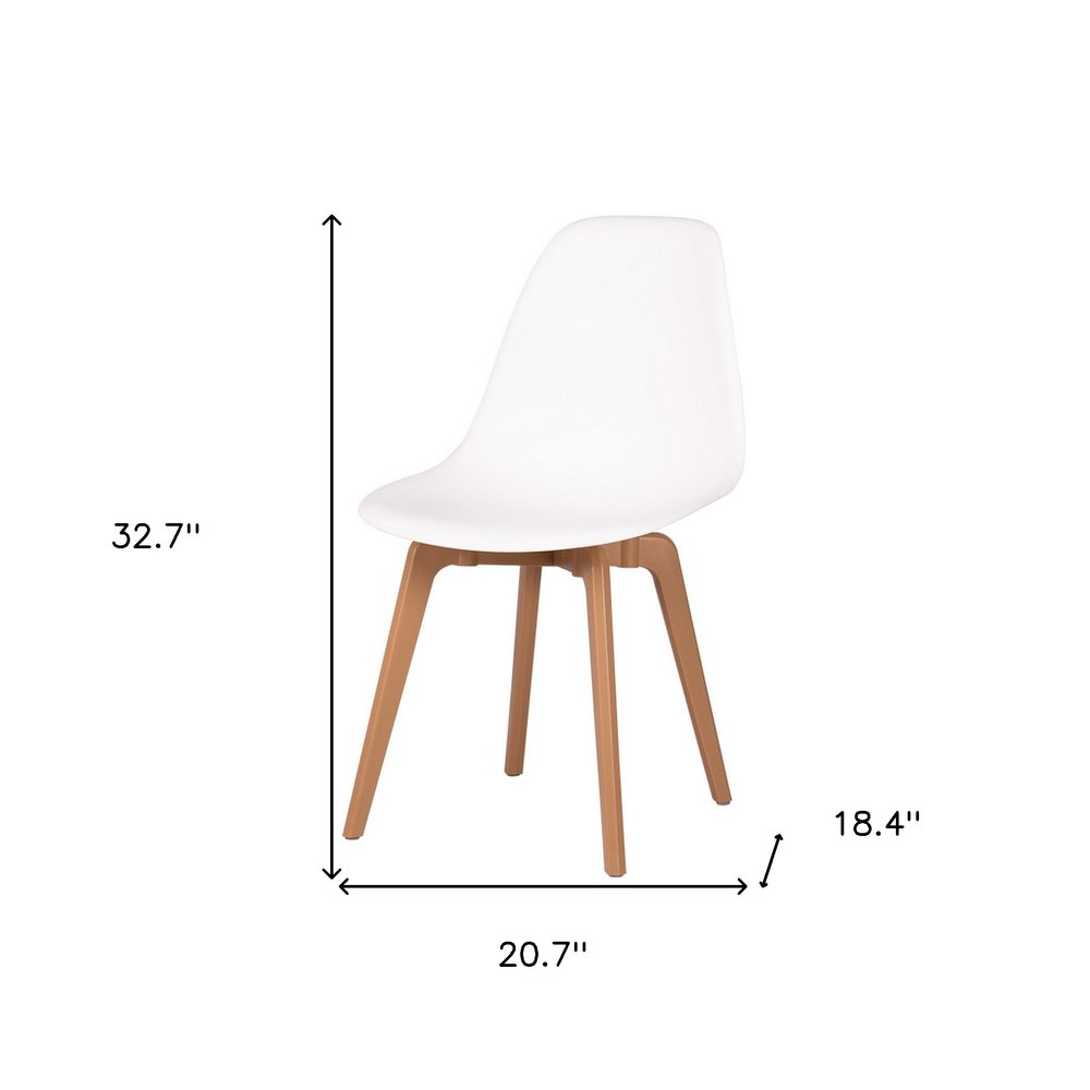 Set of Four White and Natural Heavy Duty Plastic Dining Side Chairs