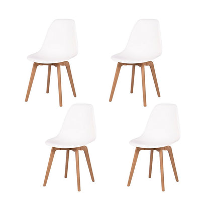 Set of Four White and Natural Heavy Duty Plastic Dining Side Chairs
